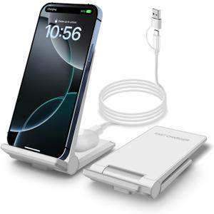 PDKUAI 2 in 1 Wireless Charger,[New Update] 25W Foldable Wireless Charging Station for Samsung Galaxy 25/24/23/Note 20/Buds3,Dual 15W Fast Dual Induction Charge Stand for iPhone 17/17 Pro/16/15/14