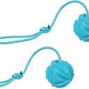Dog Training Ball on Rope, 2Pcs Dog Rope Toys for Chew Training, Pull Throw and Fetch