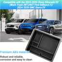 Rear Center Console Organizer Compatible with 2024-2026 Chevy Silverado EV Work Truck (WT)/RST First Edition/LT, 2024-2026 GMC Sierra EV Accessories, Armrest Storage Box Tray with Sunglasses