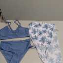 Teen Girls Swimsuit 3 Piece V-Neck Color Block Floral Print Bikini Set with Cover Up Skirt Swimwear Bathing 15-16 Y