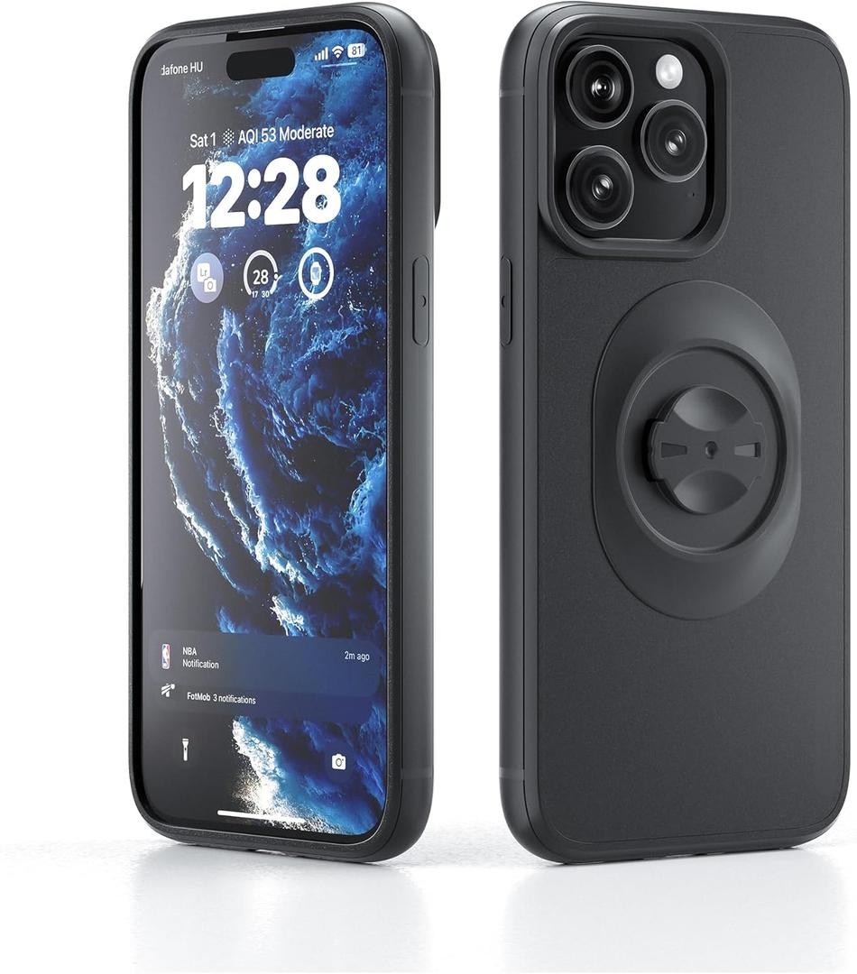 Bike Phone Case Compatible with iPhone 14 Pro Max, Slim Shockproof Cover with Secure Lock-in Design, Fits Quarter-Turn Mounts Using Garmin-Style Interface Black