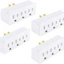 3 Outlet Adapter Extender, 3 Way Grounded Plug Splitter, 1 to 3 Plug outlet splitter, White, 4PACK