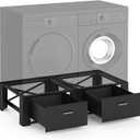 FAMIROSA 2 Pack Laundry Pedestals with Drawer, 29'' x 29'' x14.3'', Heavy-Duty Steel Washer Dryer Pedestals, Capable of Supporting 700 lbs, Black