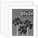 Abtgt 20x24 Picture Frame Set of 3, Display Pictures 16x20 with Mat or 20x24 Without Mat, Poster Frame for Wall Mounting Display, White