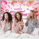 Happy Galentine's Day Backdrop 8x6FT Hot Pink Galentines Day Party Decorations Background Galentine Girls Party Supplies Photo Props