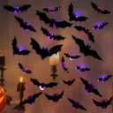 YHW 12pcs Bats+9pcs Spider LED Light Halloween Decorations Wall Dcor Bat Stickers Decals PVC 3D Wall Bat Spider Scary Stickers Halloweens Party Decorations Indoor Outdoor DIY Home Window Door Dcor.
