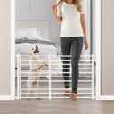Malier Indoor Dog Gate with Door, 26-41" Extra Wide Full Metal Pet Gate Short Dog Gate for Stairs, Pressure Mount 24'' Tall Small Puppy Gate, Easy Step Over Low Gate for Doorways