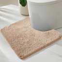 TYUU Toilet Rug, Ultra Soft Toilet Rugs U Shaped Machine Washable Non Slip Absorbent Quick Dry Toilet Mat with Rubber Backing, Beige 20" x 24" U Shape