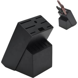 Wood Kitchen Knife Block, Universal Kitchen Knife Holder Kitchen Knife Storage Rack 14 Slots Knife Holder (Black)
