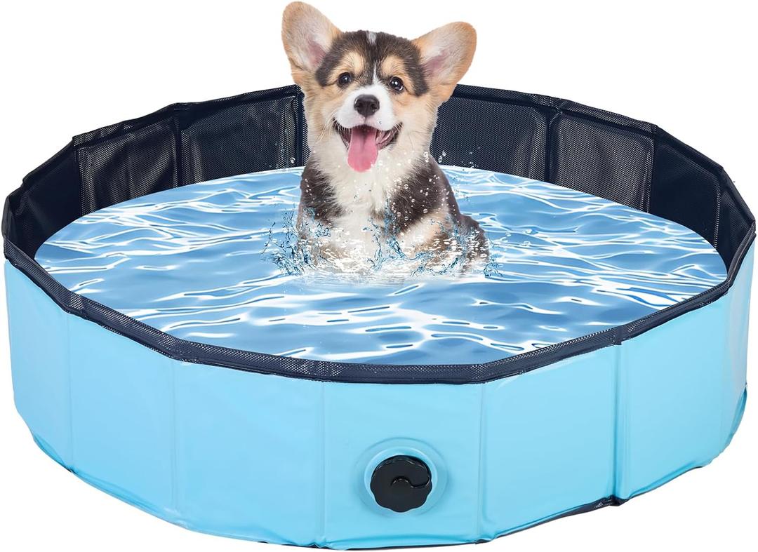 Ringling Dog Pool, Foldable Dog Swimming Pool Collapsible Pet Bathtub for Pets Cats 39"x12"(Blue M)