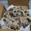 River Rock Stepping Stones Outdoor for Garden Walkway, 12 inch Diameter 6 Pcs Round Shape Paver Step Stones Polished Pebble River Stone Mat for Yard Lawn Patio Pathway Walk Way - Multi-Color