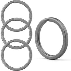 FEGVE Titanium Key Chain Rings Split Rings 4 Pack  Durable, Lightweight and Corrosion-Resistant Keyrings for Home & Car Keys (Grey - 20mm / 0.79inch)