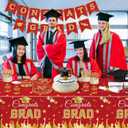 172 Pcs Graduation Class of 2025 Table Party Supplies Set, Congrats Grad Disposable Dinnerware with Paper Plates, Cups, Napkins, Forks, Spoons, Tablecloths, and Banner for Graduation Party (Red)