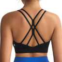 RUNNING GIRL Strappy Sports Bra for Women Sexy Crisscross Back Light Support Yoga Bra with Removable Cups (Black, M)