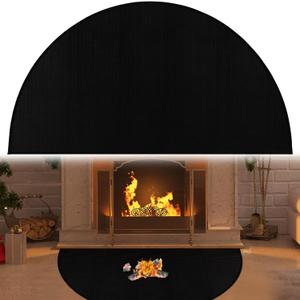 32x60Inch Black Fireplace Hearth Mat Fire Resistant,Large Half Round Fireproof Fireplace Mat Hearth Rug,Fire Pit Pad Fire Resistant Floor Covering Protector,Fireplace Flame-Resistant Pad