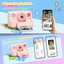 Instant Print Camera for Kids, Christmas Birthday Gifts for Girls Boys Age 3-15, 1080P Selfie Portable Digital Video Camera with 32GB SD Card, 3-Colored Print Paper- Pink