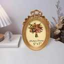 JANDERART Vintage Oval Picture Frame 5x7 Inch, Antique Ornate Photo Frames with Glass Front, Tabletop & Wall Hanging, Gold