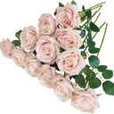 ATFL Fake Roses Artificial Flowers Bulk,Floral Diameter 4'',20 Pcs Artificial Silk Roses Flowers with Stems for Wedding Arrangement Centerpieces Party Home Table Decorations (20, Fall Pink)