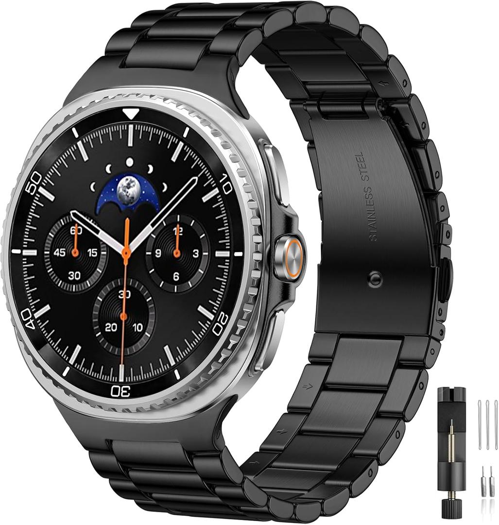 Lerobo Stainless Steel Band Compatible with Samsung Galaxy Watch 8 7 6 5 4 FE 40mm 44mm 45mm/Galaxy Watch 8 Classic 6 4 Classic 43mm 47mm 42mm 46mm, 20mm Metal Replacement Band for Men Women