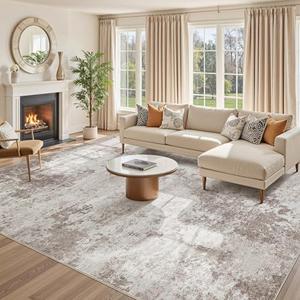 Amazon.com: 5x7 Washable Living Room Rug: Non-Slip Modern Abstract Area Rug for Bedroom Dining Room, Soft Low Pile Carpet Suitable for Families with Children, Brown : Home & Kitchen