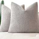 MIULEE 20x20 Inch Decorative Pillow Covers for Couch Bed Set of 2 Textured Boucle Neutral Throw Pillows Cloud Grey Accent Solid Cushion Pillowcase Cozy Soft Sofa Livingroom Home Decor