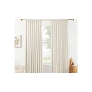 88 inch Pinch Pleated Curtains Blackout Linen Textured Full Blackout Back Tab Pinch Pleat Drapes with Hooks for Bedroom, 52W x 88L, Ivory White, 1 Panel