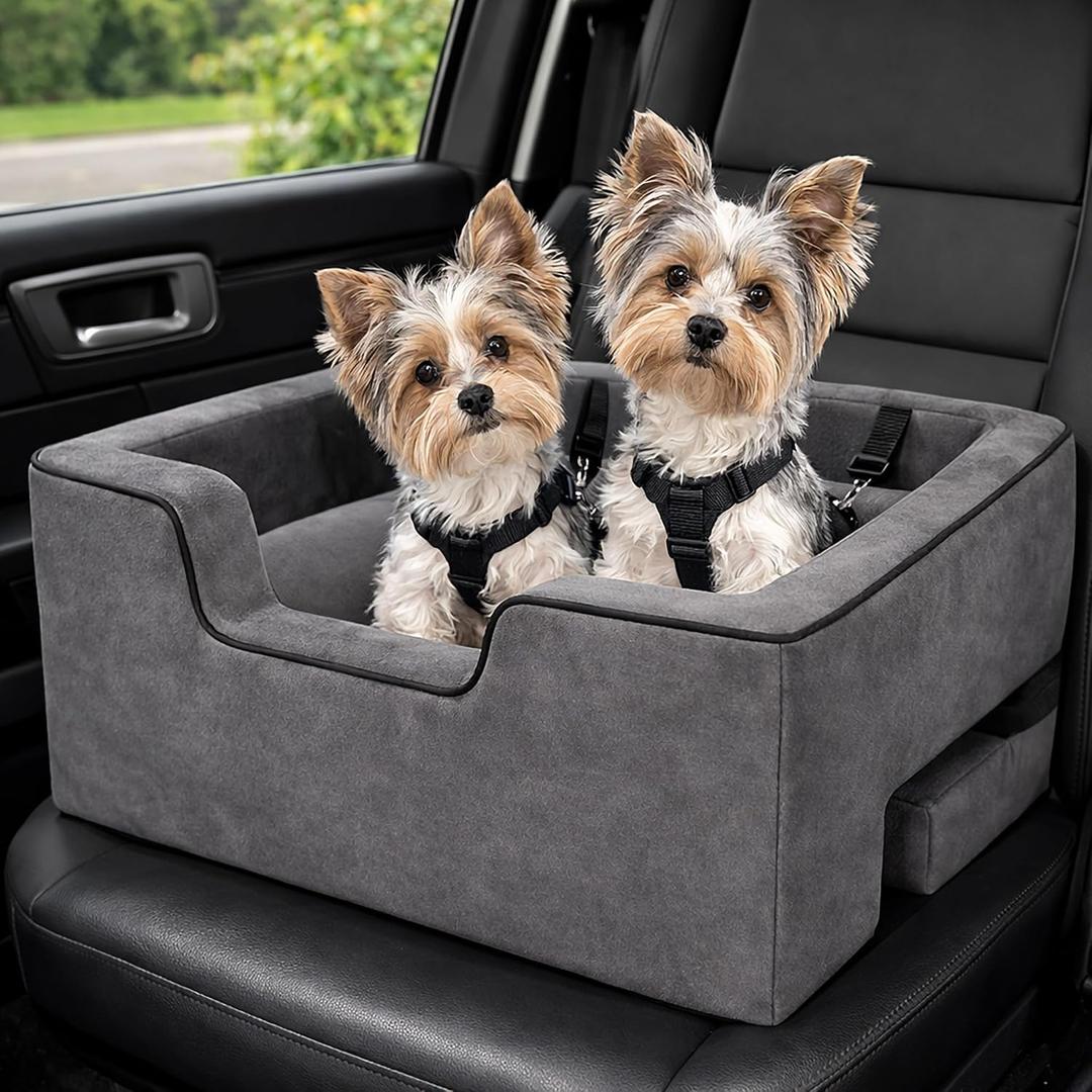 Pet Gear Lookout Booster Car Seat, Removable Comfort Pillow, Safety Tether Included, Installs in Seconds, No Tools Required, Large - 22", Light Charcoal