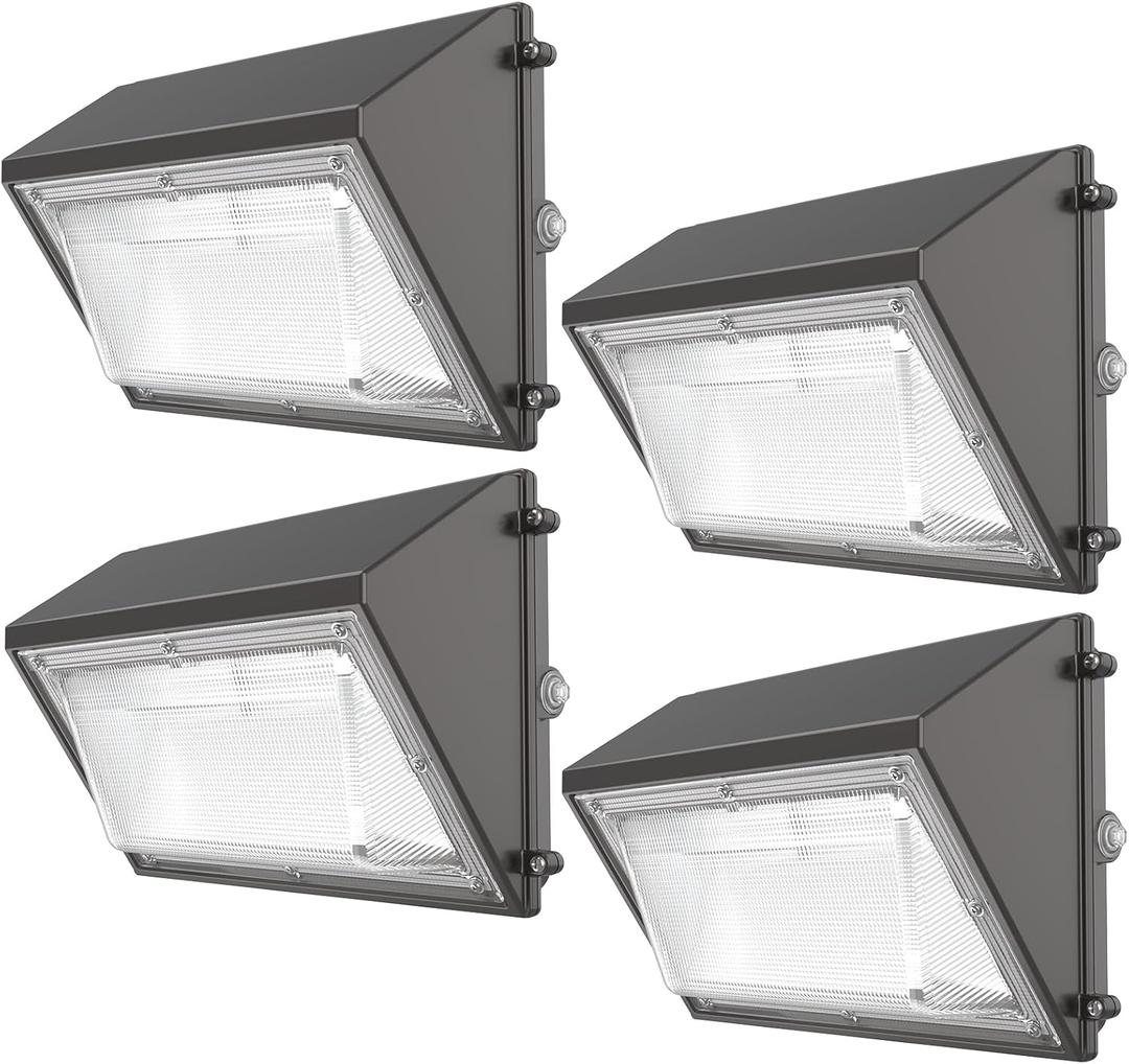 HYPERLITE 120W 4Packs LED Wall Pack Light with Dusk-to-Dawn Photocell, Ideal Outdoor Security Lighting Commercial and Industrial LED Wall Lights for Parking lot Garage Warehouse Factory ETL Listed