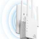 WiFi ExtenderWiFi Extenders Signal Booster - WiFi Repeater with 12880 Sq.ft Coverage 105 Deviceswith 1200Mbps Dual - Band 2.4G&5G1-Tap SetupSupports Ethernet Port,Faster Speed