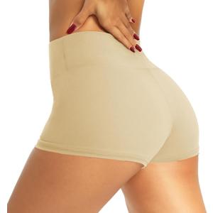 QGGQDD Workout Biker Shorts for Women - 3"/5"/8" High Waisted Tummy Control Spandex Booty Shorts for Gym Yoga Volleyball (Small-Medium, Nude)