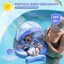 Mambobaby Baby Float with Canopy & Tail Non-Inflatable Baby Swim Float Upgrade Soft Infant Pool Float Sun Protection Newborn Pool Float 3-24 Months Skin-Friendly Material for Toddler Boys Girls