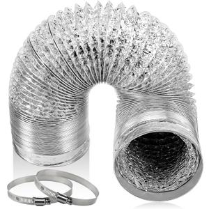 Cenipar Dryer Vent Hose-4 inch Ducting Vent Hose Flexible Aluminum Foil Non-Insulated (4 inch 3 feet) with 2 Clamps (Silver)