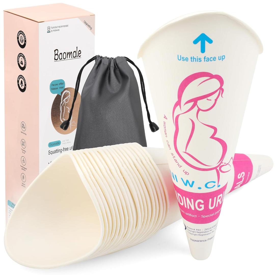 Luxiv 20 50 Pcs Disposable Female Urination Device, Portable Girl Urinal Funnel Women Outside Pee Cup Waterproof Paper Standing Pee Disposable Cup Female Urinal for Camping, Hiking, Wounded, Pregnant