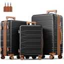 Voyzap 3 Piece Luggage Set, 20/ 24/ 28 Inch Expandable Luggage Sets with Spinner Wheels, ABS+PC Hardshell Suitcases, Suitcase Set with YKK Zipper, TSA Lock & 3 Tags