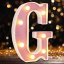 Small Led Marquee Letters, Light Up Letters, 8.58 Inch Led Letter Lights, Battery Powered Lighted Sign for Table, Party, Birthday, Christmas Decor (Pink Glitter, Letter G)
