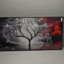 Dark Academia Canvas Art - Large Abstract Landscape, Red Cloud Tree, Perfect for Living Room or Home Office, 16x24 In