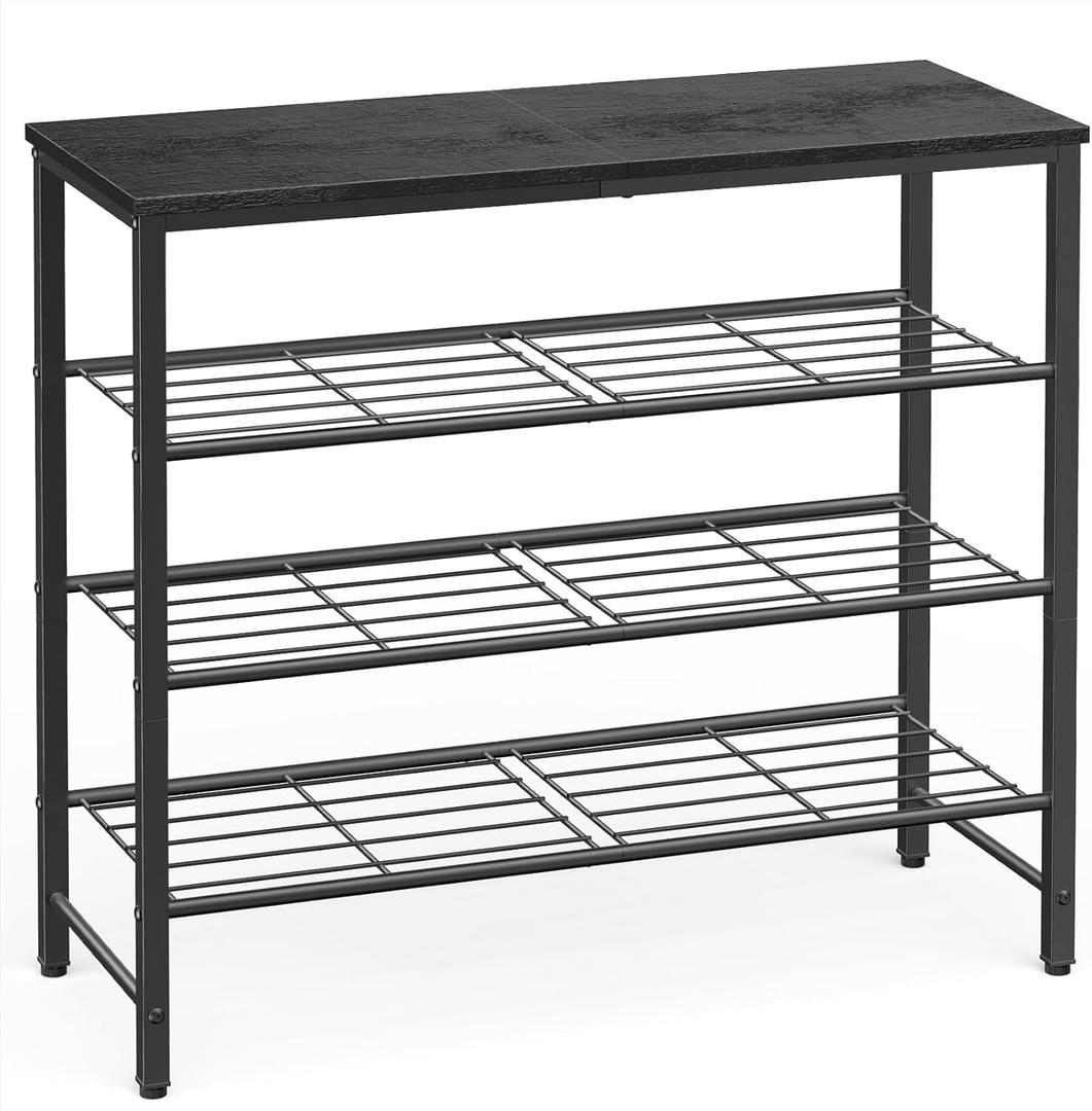 Kitsure Shoe Rack for Closet, Shoe Organizer with Leveling Feet, Sturdy & Rust-Proof Shoe Storage for Entryway, Bedroom, Living Room, 29.5" x 11.4" x 24.8", Black