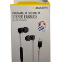 Acoustix Premium Sound Stereo Earbuds With Lightning USB C Connector