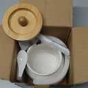 AISBUGUR Sugar Bowl with Lid and Spoon: 13oz Sugar Jar with Bamboo Lid,Ceramic Sugar Container for Coffee Bar - Countertop,Kitchen Decor, White