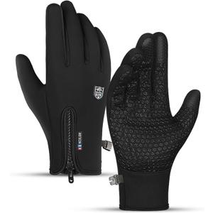 Winter Thermal Gloves for Men and Women, Waterproof Windproof and Non-Slip Gloves, Warm Touch Screen Gloves for Outdoor Running, Cycling, Driving (Large, Black)