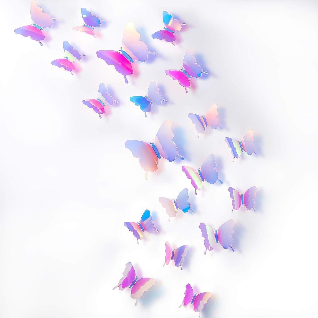 BBTO 48 Pieces Butterfly Wall Decor DIY Mirror 3D Butterfly Stickers Removable Decals for Home Bedroom School Bathroom Living Room Decor(Transparency Colorful Pink) BBTO 48 Pieces Butterfly Wall Decor DIY Mirror 3D Butterfly Stickers Removable Decals for Home Bedroom School Bathroom Living Room Decor(Transparency Colorful Pink)