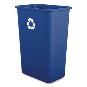 Boardwalk Recycling Bin, 10 Gallon Tall Trash Can, Blue Plastic, Indoor, Easy-to-Clean, 20.5" High, Great for Office Or Kitchen Use, Made in The USA