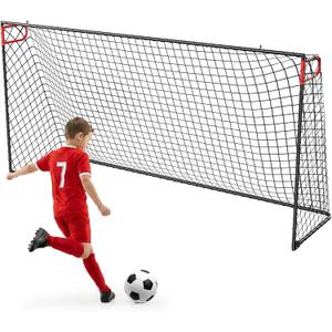 SPOYNAL 12 x 6 FT Foldable Soccer Goal with Metal Frame and Ground Stakes | Four tie ropes, pin-lock side supports and full net coverage support backyard drills, park practice and family play