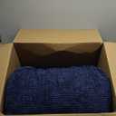 HIGOGOGO Square Stuffed Pouf Ottoman, Corduroy Poufs with Foam Chunk Filling, Furry and Fluffy Pouf Foot Stool Storage Ottoman, 21 X 21 Floor Poufs Foot Rest for Living Room, Navy (21.6 Inch)