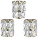 3 Pack Crystal Shade Replacement, Ceiling Fan Light Drum Lampshades Champagne Finish for Chandelier Vanity Lights Wall Sconces Pendant Light, 1.66" Fitter Size 5" high*4.6" Diameter