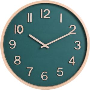12inch Wall Clock; Wooden Wall Clock; Wall Hanging Decorations; Decorations; Large Decorative Clock; Quartz Clock; Gifts - Living Rooms or bedrooms, cafes, Offices, Bars, Art. (Green)