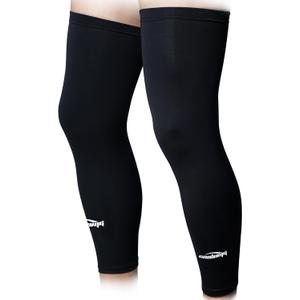 COOLOMG Sports Compression Leg Sleeve Basketball Football Long Knee Protection Knee Brace Undersleeve for Men & Women Youth (Large, Black Pair)