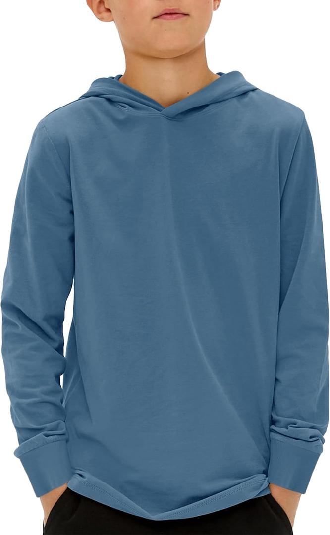 Haloumoning Boys Fashion Hoodies Kids Long Sleeve Hooded Sweatshirts (Blue) 11-12 Years