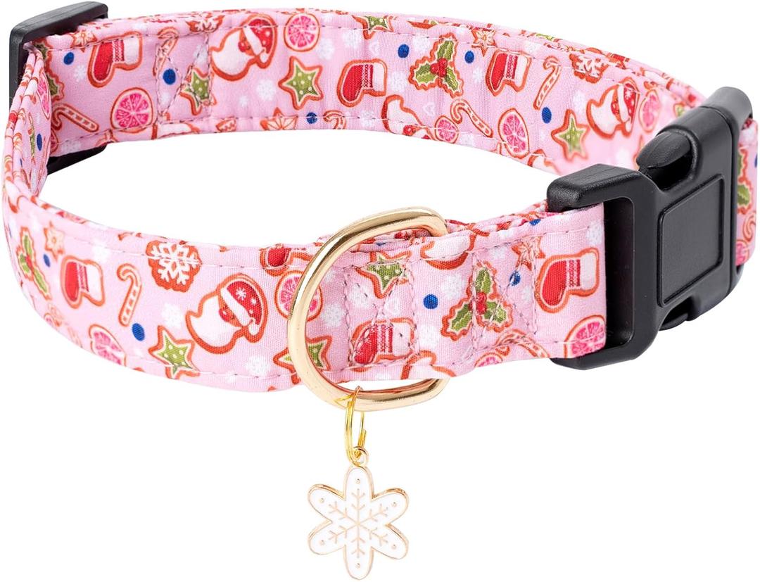 3 x Faygarsle Pink Dog Collar - Christmas Design Pattern for Small, Medium & Large Dogs - Cute & Stylish