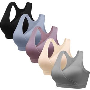 HBselect Nursing Bras for Breastfeeding, Maternity Nursing Sleep Bra Wireless Pregnancy Sleep Bralette 3/5 Pack (L)
